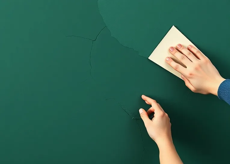 Ponçage et rebouchage des fissures avant mise en peinture