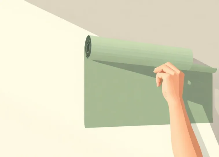Pose de papier peint, rouleau et brosse à maroufler